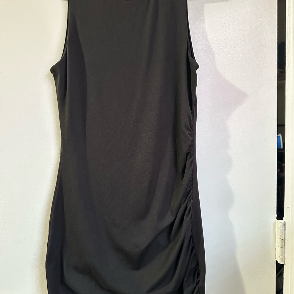 Chic Black Ruched Mini Dress